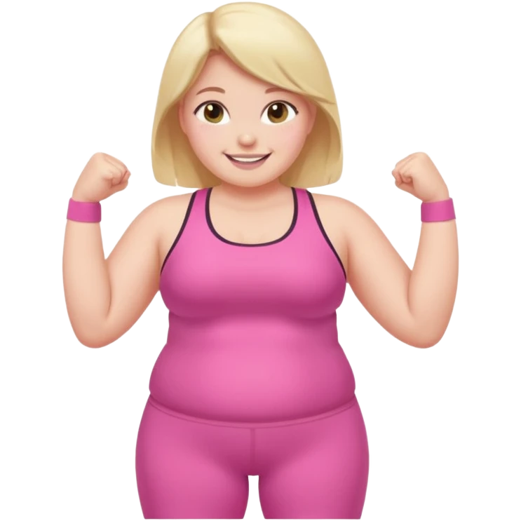 a pretty bratz fair girl in pink workout clothes (fat) emoji