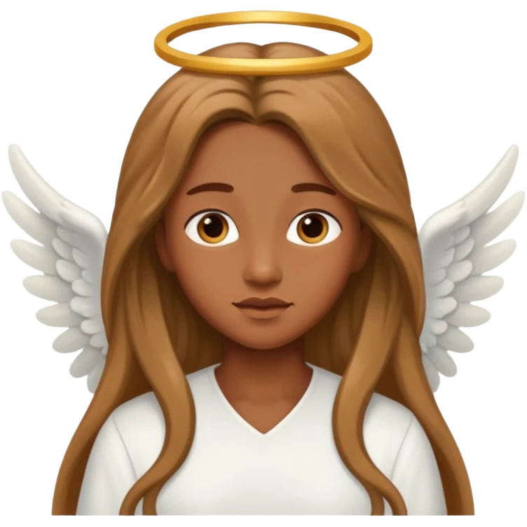 angel with brown skin, long hair emoji