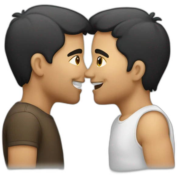 Latino-male-and-caucasian-male-kissing emoji