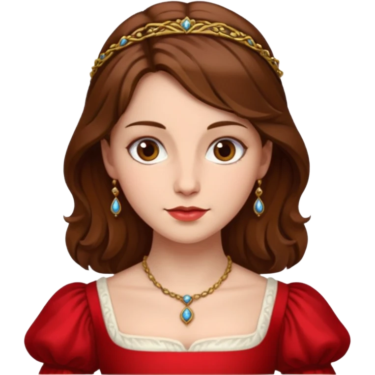Renaissance lady – brown hair, red dress  emoji