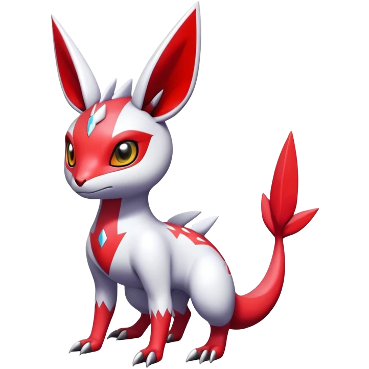  Cute Shiny Exotic Colorful Guilmon-Latias-Koraidon-Umbreon-Fakémon-hybrid-creature (full body)  emoji