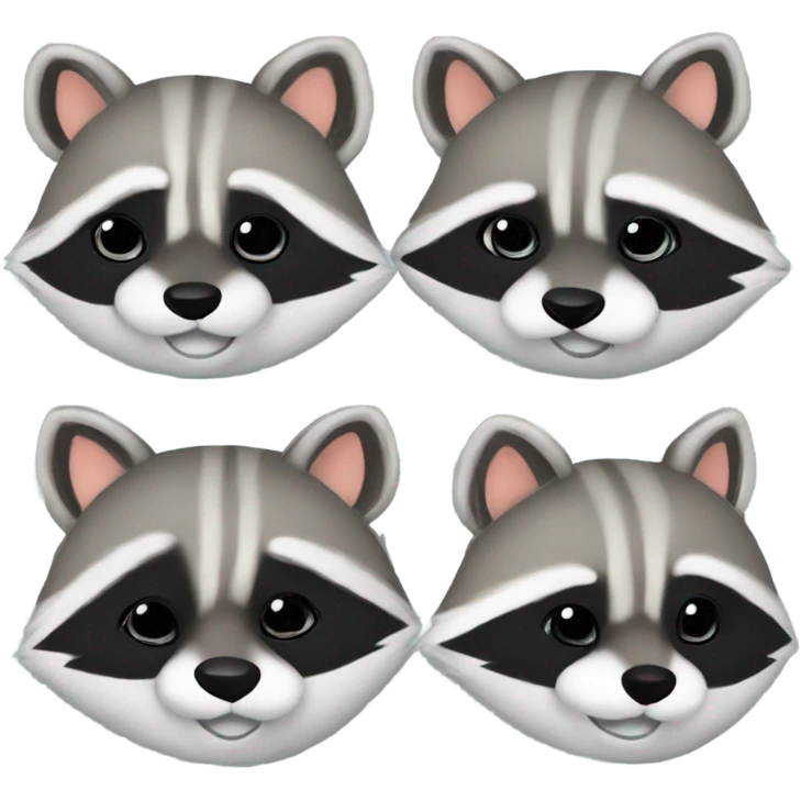 3 sleeping cute raccoons with bows emoji