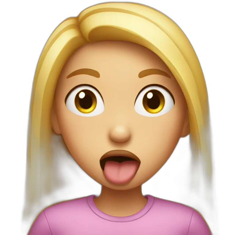 Girl stick her tongue out in disgust emoji