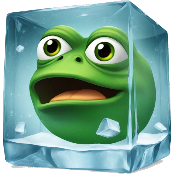 pepe the frog inside an icecube emoji