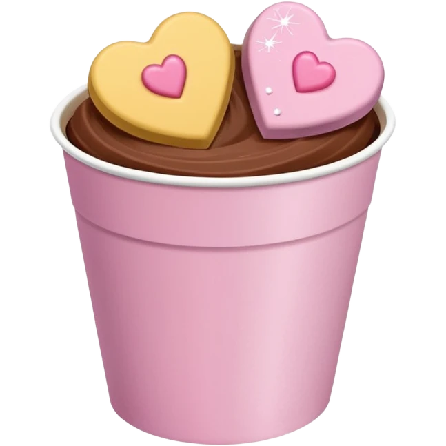 Two glossy square milk chocolate pralines placed diagonally, each in a white ridged paper cup, topped with a soft pastel pink heart icing with subtle sugar sparkle.
Cute minimal emoji-style, realistic and polished, clean studio lighting, pure white background, smooth 3D render, high resolution. emoji