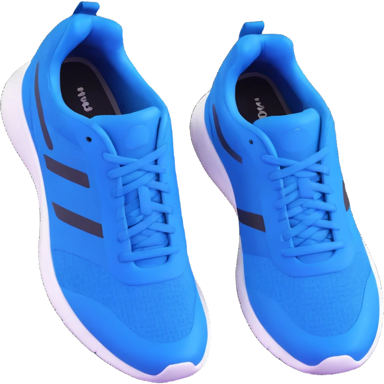 pair of blue running shoes emoji, cartoonish 3D emoji style, white soles, top view emoji