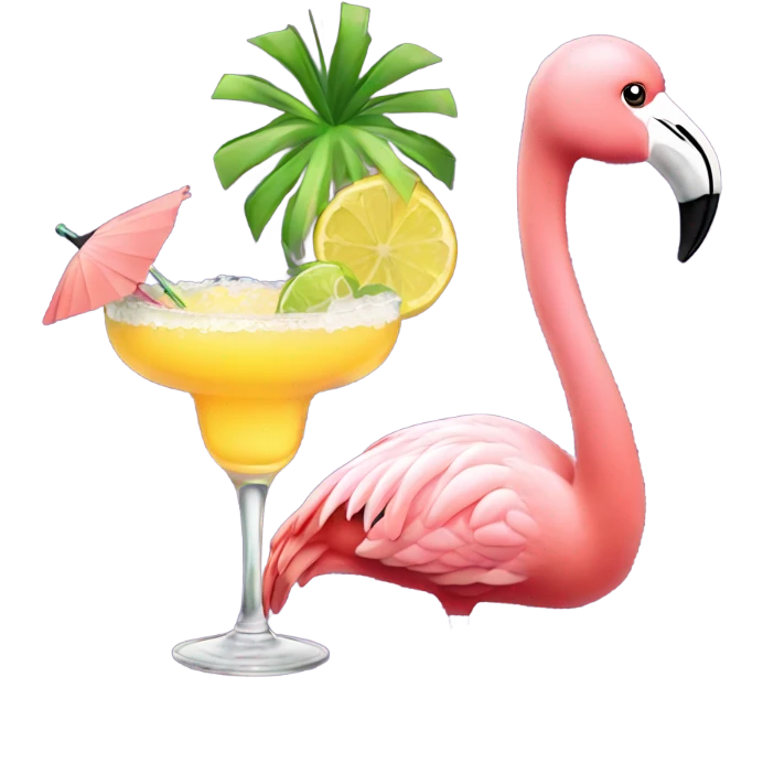 Flamingo drinking a margarita  emoji