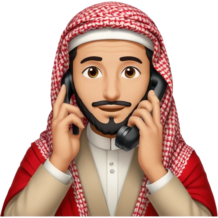 Saudi man with a red shemagh, talking on the phone emoji