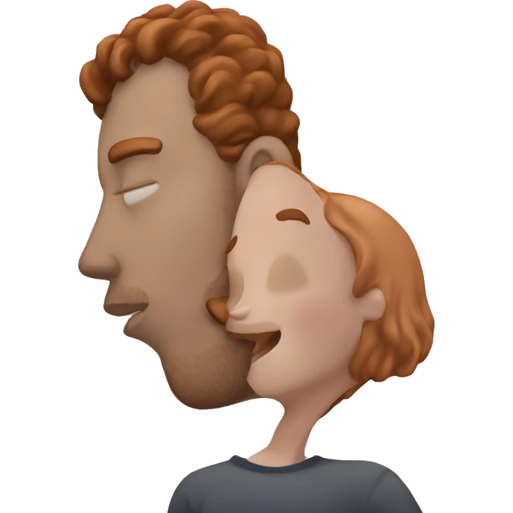 White guy with brown hair kissing curvy redhead emoji