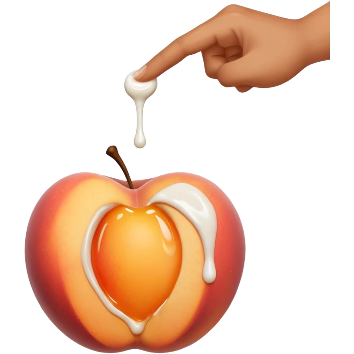 Fingers inside of peach with hole and icing dripping out  emoji