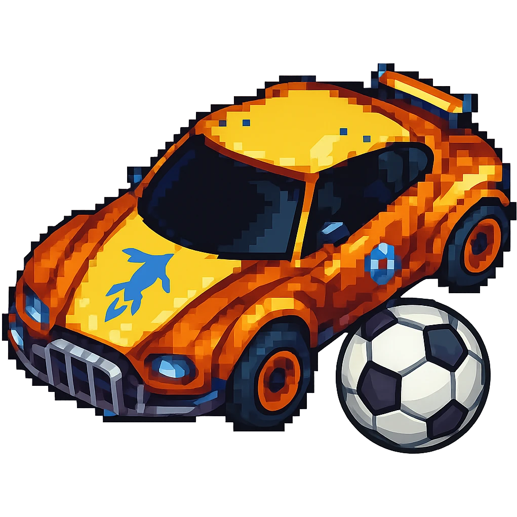 Add a soccer ball next to the Rocket League car. Keep the background transparent. emoji