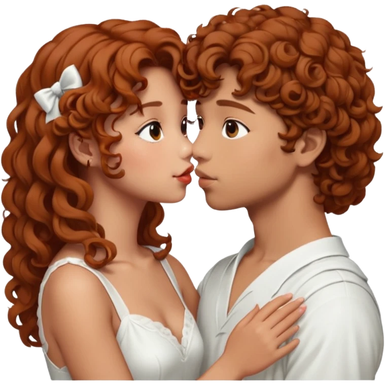 V de BTS qui fait un bisous a une fille avec des cheveux bouclé un peu rouge emoji