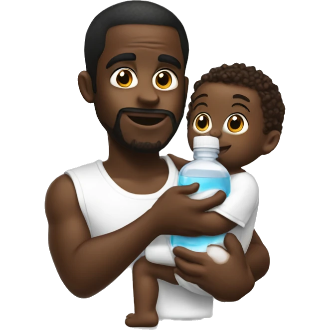 Diddy holding a baby oil taking a picture emoji