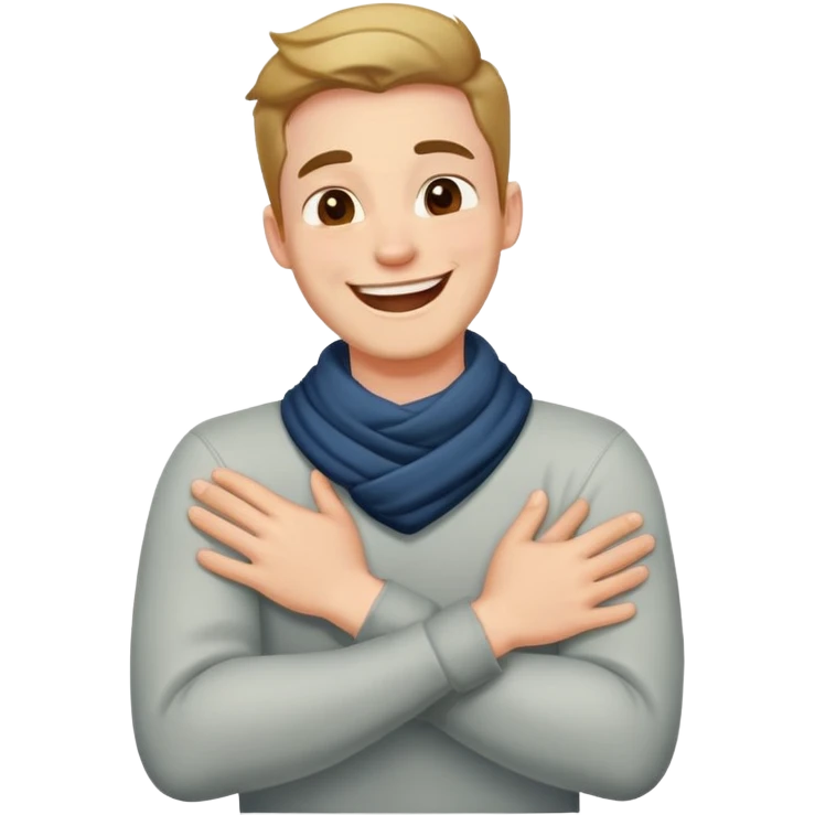  guy with crossed hands around his neck laughing  emoji
