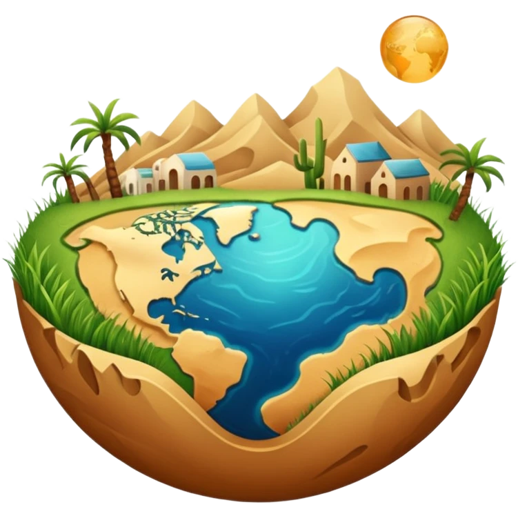 infinite 8 stylised to symbolise earth, with desert, grass, cities, oceans emoji