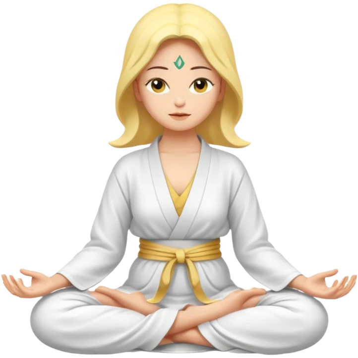 woman meditating in lotus pose, yellow skin, peaceful expression emoji