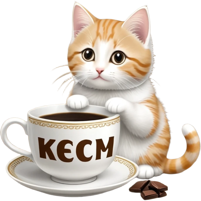 чашка кофе с головой кота в ней  emoji