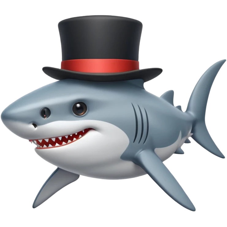 Shark with a top hat emoji
