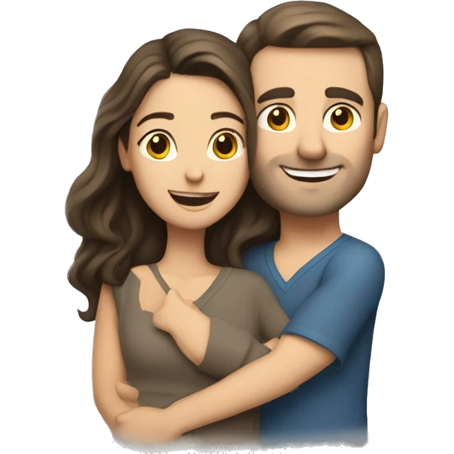 caucasian brunette couple hugging emoji