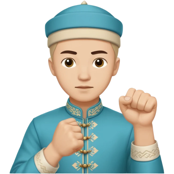tatar young man with national outfit shows his fist emoji