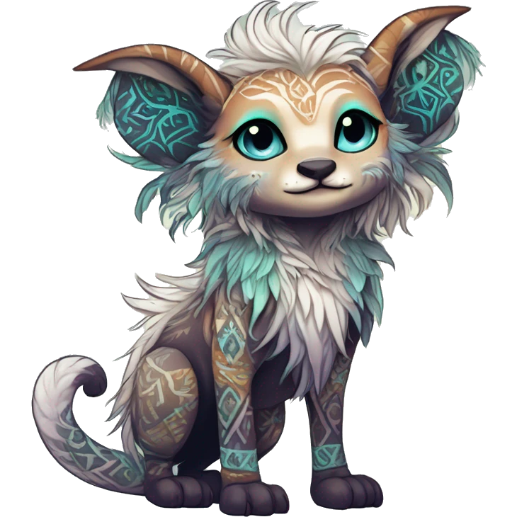 cute Kawaii edgy ethereal shy epic fantasy animal fursona Fionbri creature by griffsnuff & LiLaiRa & Falvie with exotic colors with intricate patterns full body emoji