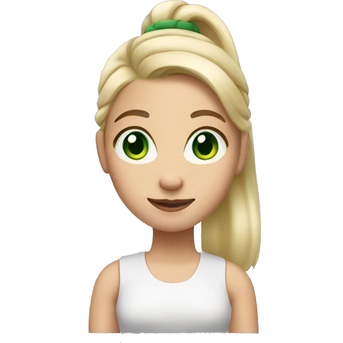 Girl with green eyes and light hair with 
one ponytail  emoji