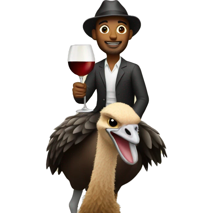 Peter holding wine riding an ostrich emoji