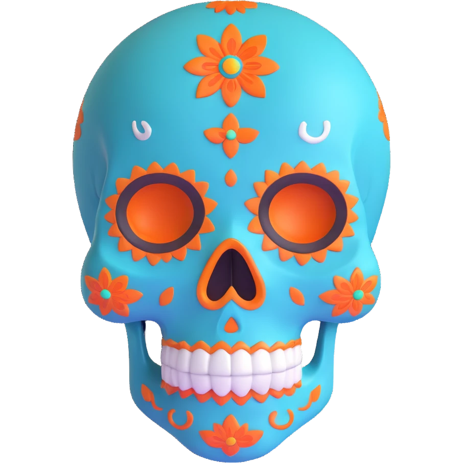 teal and orange sugar skull emoji