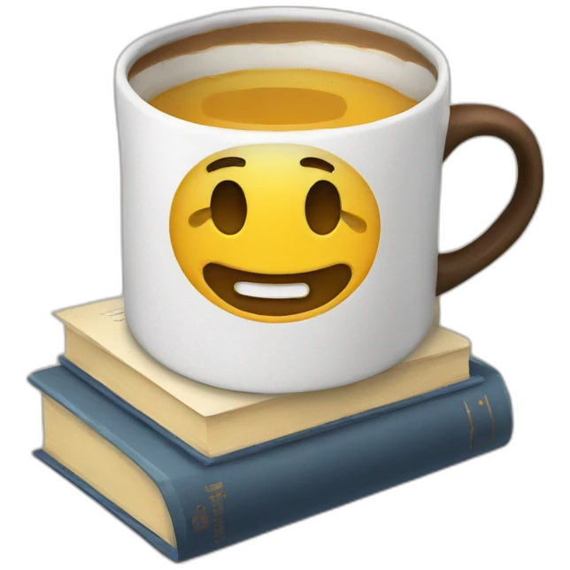 A mug on a book emoji
