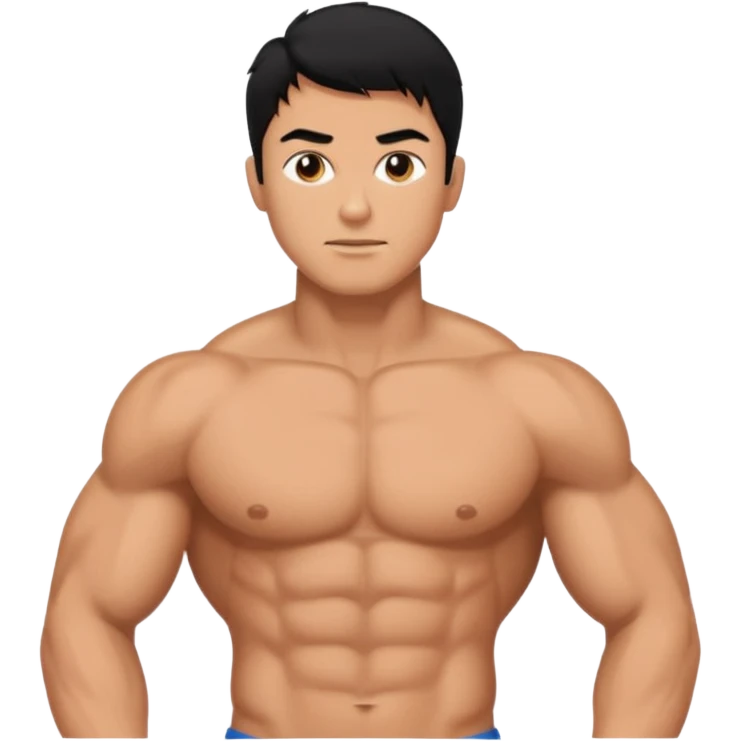 hid hair was black and body type six pack no t-shirt emoji