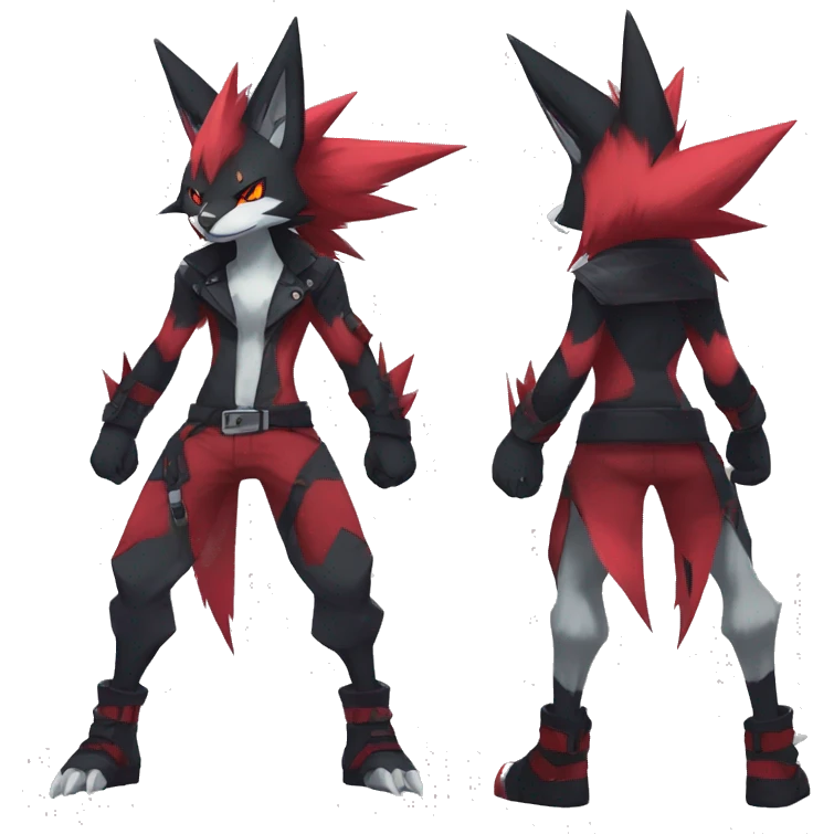 Edgy Cool Anthro Zoroark-Zangoose-Litten Punk Fakemon Full Body emoji