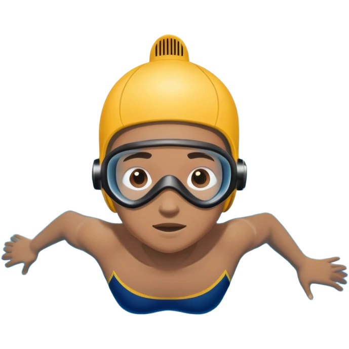 determined pool diver dives into a pool of confidence blue water underneath  emoji