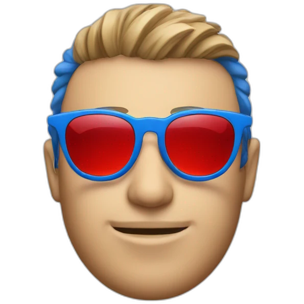 blue sunglasses with red stars on glasses emoji