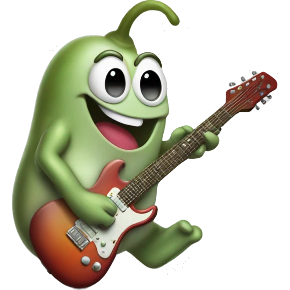 Happy slug playing electric guitar emoji