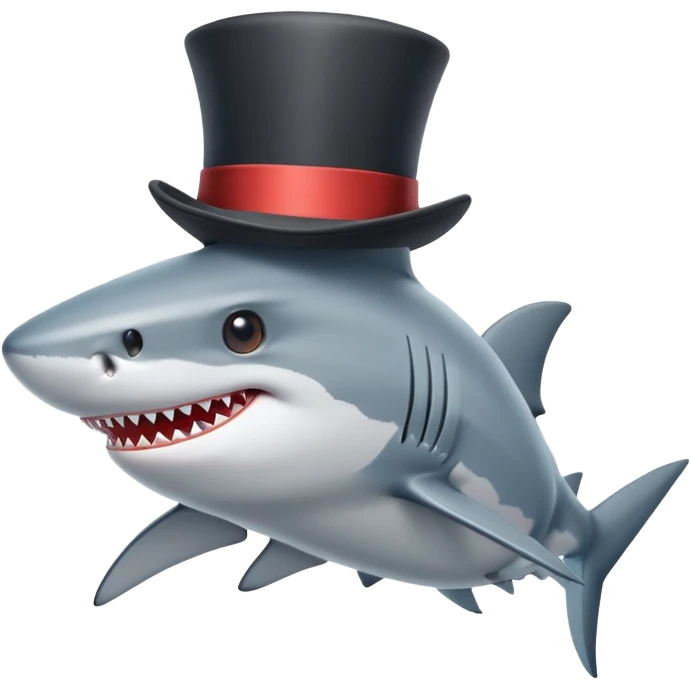 Shark with a top hat emoji