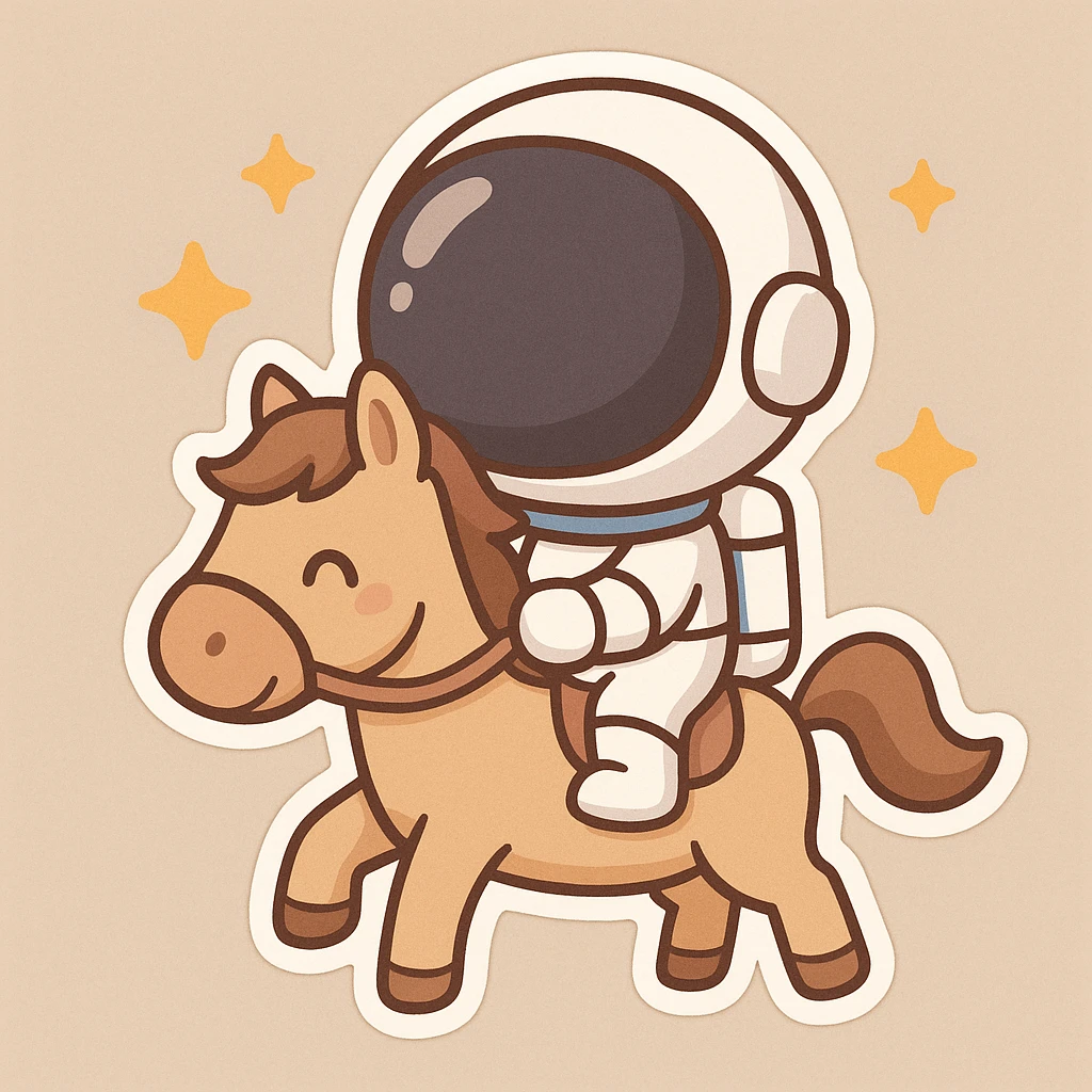 astronaut on horseback with stars in background emoji