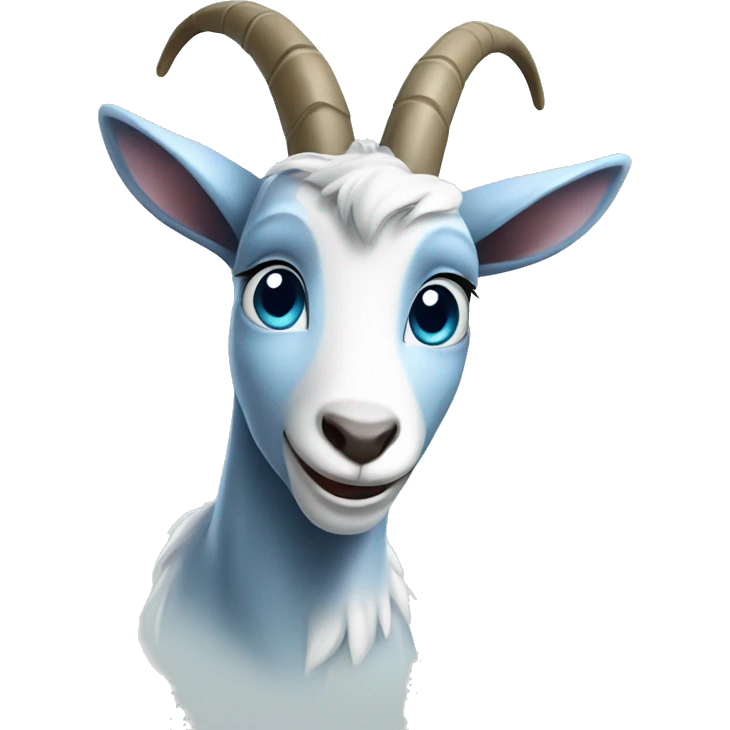 Blue goat whole body pretty smiling excited bluegreen eyes female emoji