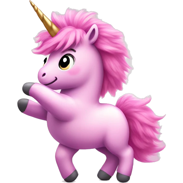 Pink fluffy unicorn dancing on a rainbow  emoji