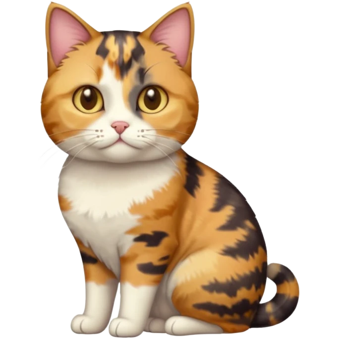 full body calico tabby cat with tiny head and fat body emoji