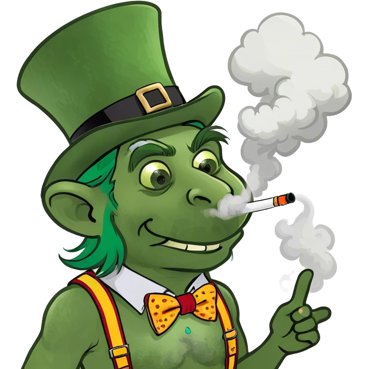 Leprechaun troll blowing big clouds Loompa emoji