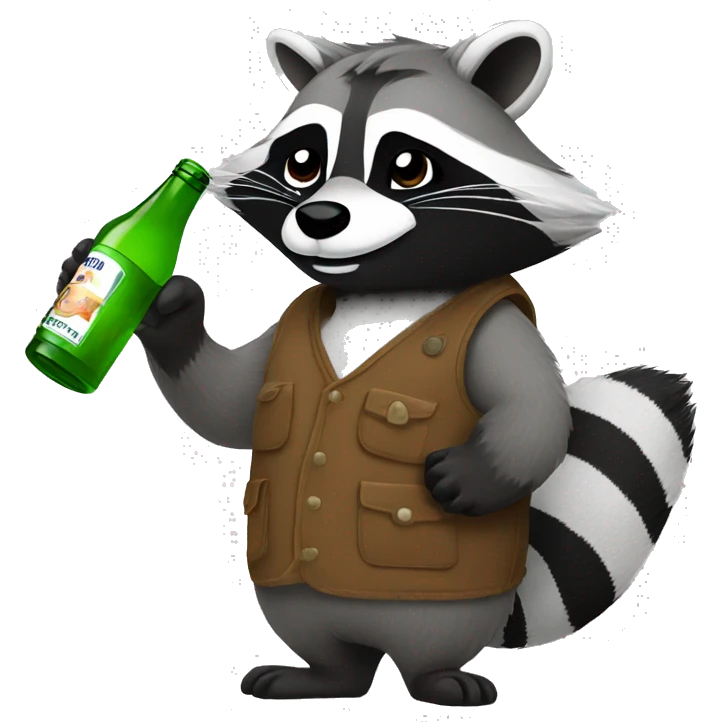 drunk raccoon drinking from a bottle emoji