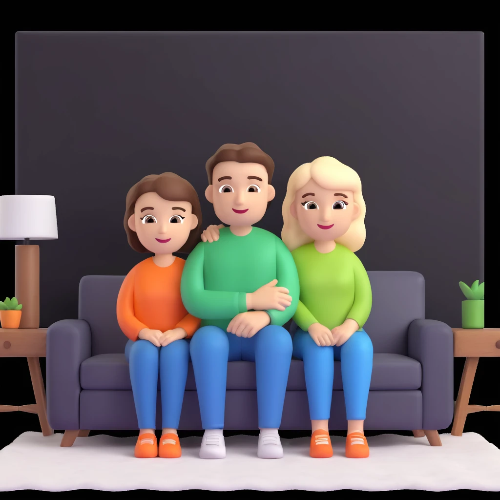  couple posing, close up pose, living room background emoji