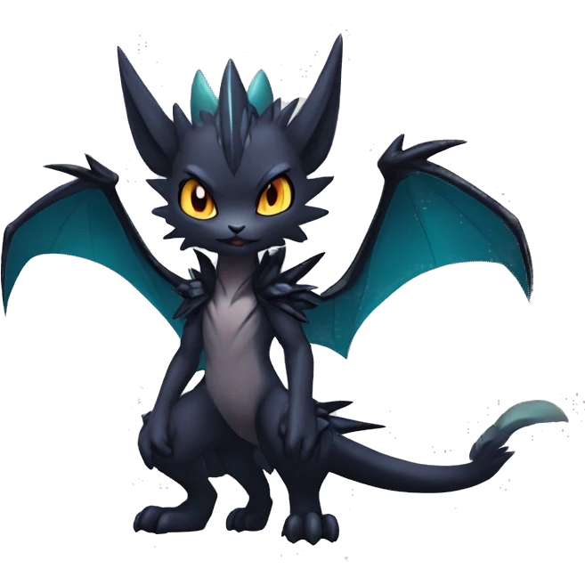Edgy Cool Chibi Nargacuga-Noivern-Pokémon-fusion-cat Full Body emoji