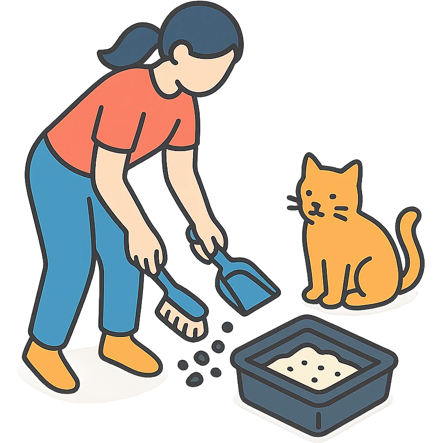 женщина убирает за кошкой emoji