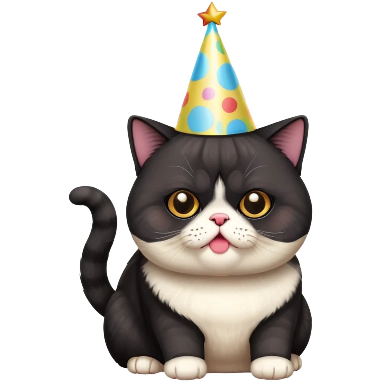 All black exotic shorthair cat birthday emoji