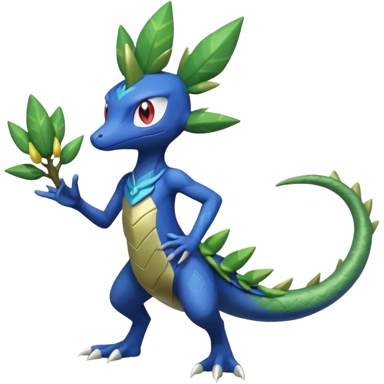 Shiny Aural Kecleon-Sceptile-Greninja-Fakémon-fusion (full body) emoji