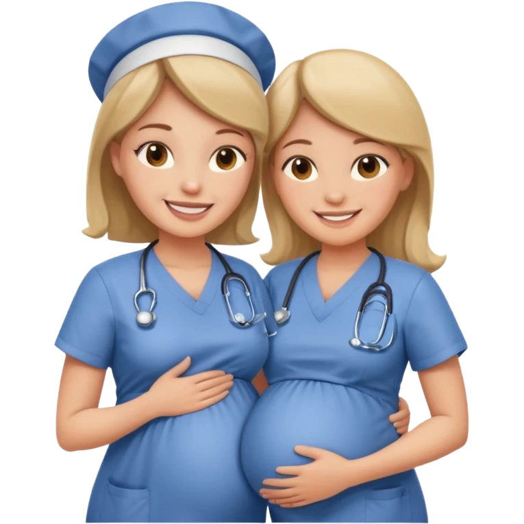 Labor and delivery nurse with pregnant woman emoji