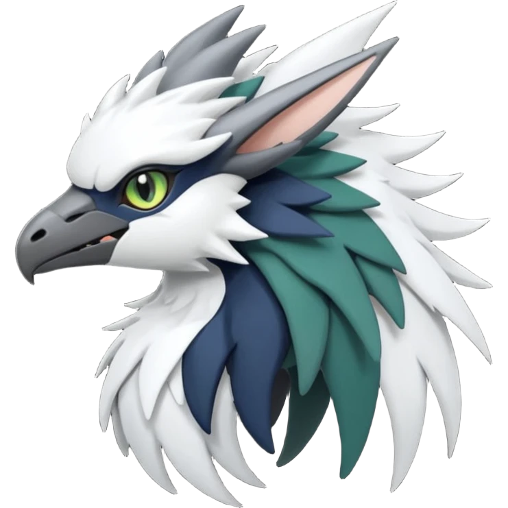 Shiny Black Grey White and Dark-Green Trico-Nargacuga-Silvally-Absol-fusion emoji