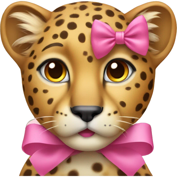 cheetah with a pink bow emoji