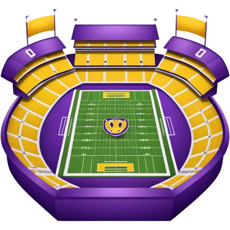 Tiger Stadium LSU football stadium emoji, stands filled with purple and gold, green field in center emoji